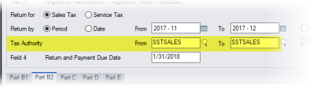 Image showing the Tax Authority From and To fields